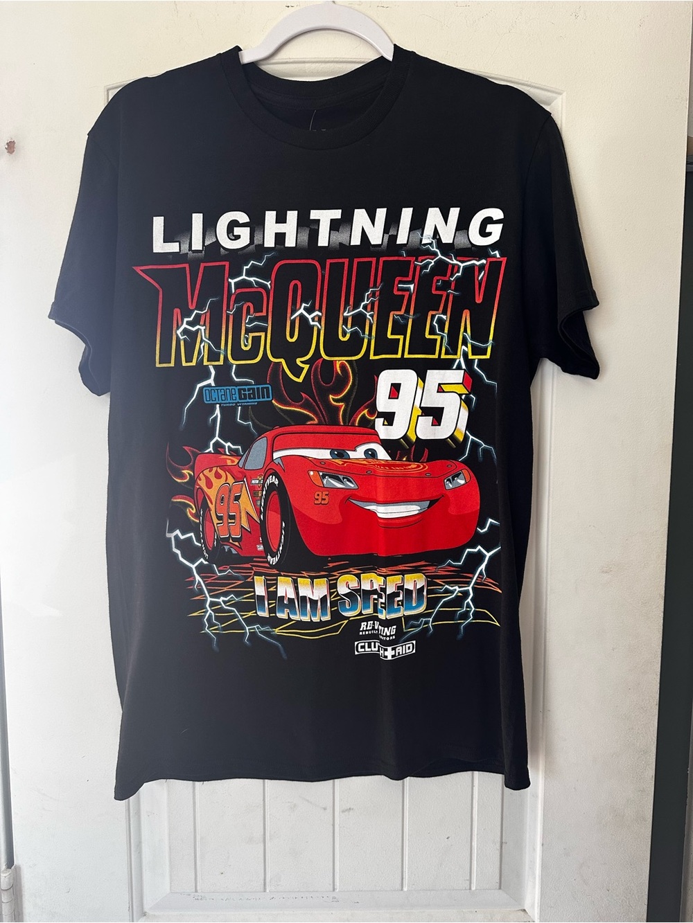 NWT Disney Pixar Cars Lightning McQueen Graphic Tee T-Shirt Black MD